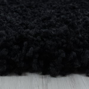 Muratap Monaco soft rond shaggy hoogpolig vloerkleed black- 200 cm rond