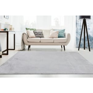 Muratap Emotion fluffy soft vloerkleed hoogpolig effen tapijt zilver grijs- 80x150