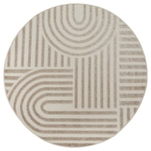 Muratap Berlin outdoor japandi rond - vloerkleed binnen en buiten laagpolig tapijt tuin- 120 cm rond