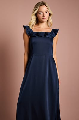 Teen Coast Ruffle Strap Satin Bridesmaid Dress
