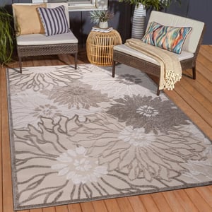 Muratap Binnen en buiten vloerkleed floral outdoor laagpolig tapijt 140x200 cm