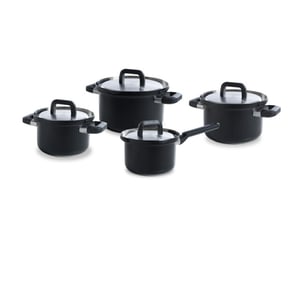 BK Cookware Bk flow cool black kookpannenset- 4 delig rvs veilig afgietsysteem