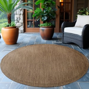 Muratap Solid binnen en buiten rond vloerkleed indoor & outdoor laagpolig effen beige- 160 cm rond