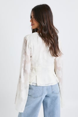 Floral Textured Button Down Blouse