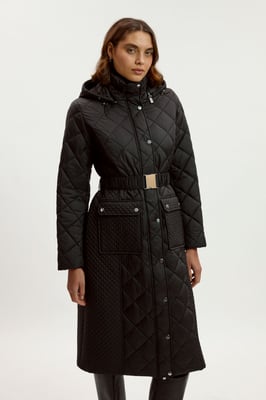 Quilted Hooded Longline Coat