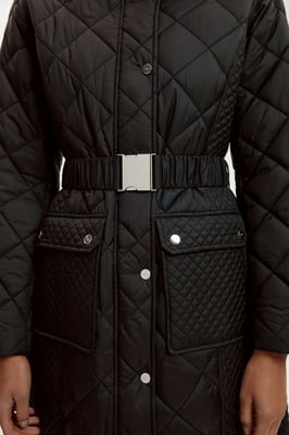 Quilted Hooded Longline Coat