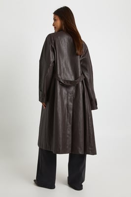 Longline Faux Leather Trench