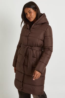 Belted Longline Puffer Jacket