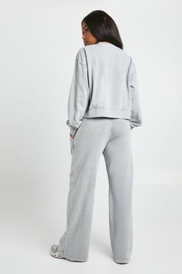 Washed Ribbed Detail Straight Leg Tracksuit
