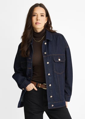 Mörk indigo denimjacka i truckerstil