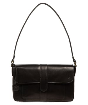 'Elvira' Black Leather Evening Bag