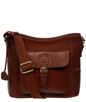 'Massima' Conker Brown Leather Cross Body Bag