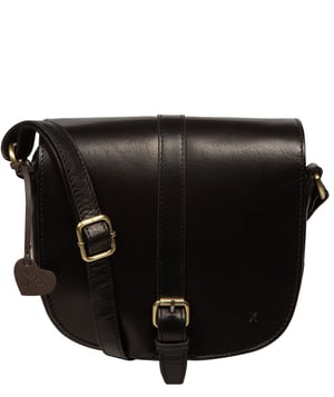 'Petra' Black Leather Cross Body Bag