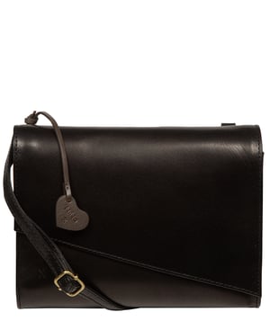 'Natalina' Black Leather Cross Body Bag