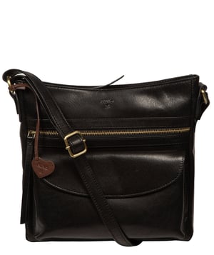 'Carina' Black Leather Cross Body Bag