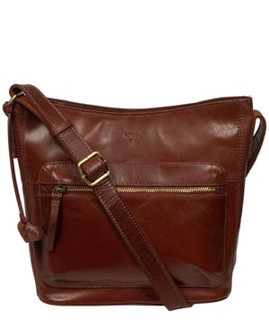'Ornella' Conker Brown Leather Cross Body Bag
