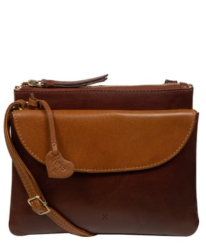 'Giulietta' Conker Brown & Dark Tan Leather Cross Body Bag