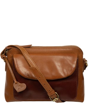 'Estella' Conker Brown & Dark Tan Leather Cross Body Bag