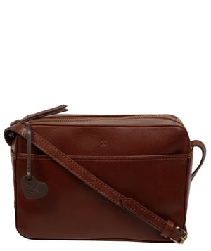 'Livia' Conker Brown Leather Cross Body Bag