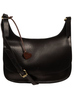 'Elettra' Black Leather Cross Body Bag