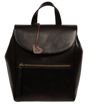 'Fabiana' Black Leather Backpack