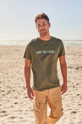 'Classico' Men's Cotton T-Shirt Short Sleeve Breathable Casual Summer Tee Khaki