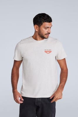 'Jacob' Men's Cotton T-Shirt Comfy Beach Summer Casual Tee Ecru