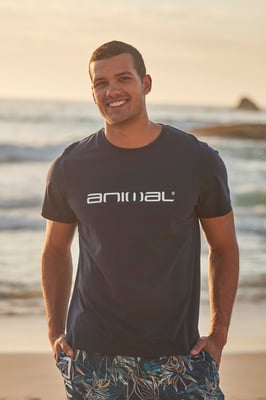 'Classico' Men's Cotton T-Shirt Short Sleeve Breathable Casual Summer Tee Navy