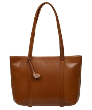 'Ilaria' Dark Tan Leather Tote Bag