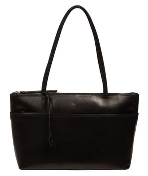 'Carlotta' Black Leather Tote Bag
