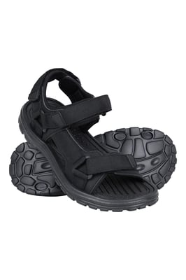 'Crete' Men's Sandals Cushioned Footbed Open Toe Comfy Summer Holiday Shoes Black
