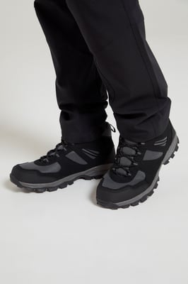 'McLeod' Men's Hiking Boots EVA Footbed Mesh Lined Lace Up Walking Shoes Black