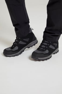 'McLeod' Men's Hiking Boots EVA Footbed Mesh Lined Lace Up Walking Shoes Black