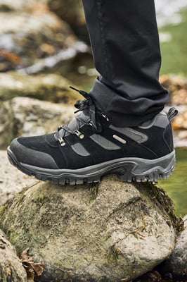 'Voyage' Men's Waterproof Shoes Rubber Outsole Toe Bumper Walking Trekking Footwear Black