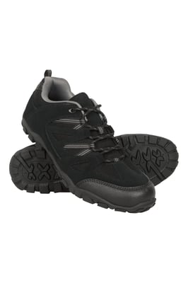 Men's Walking Shoes Suede Mesh Upper Rubber Outsole Everyday Footwear Black