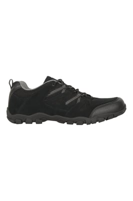 Men's Walking Shoes Suede Mesh Upper Rubber Outsole Everyday Footwear Black