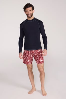 Men's Long Sleeve Rash Vest Sun Protection Quick Drying Swimwear Stretchy Beach Surf Top Black