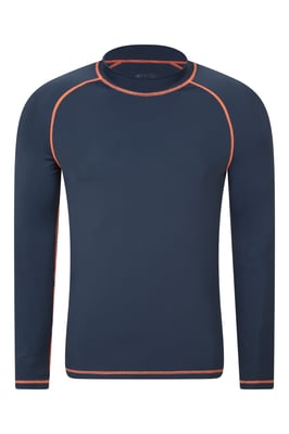 Men's Long Sleeve Rash Vest Sun Protection Quick Drying Swimwear Stretchy Beach Surf Top Indigo Blue