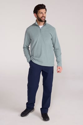 'Camber II' Men's Half Zip Fleece Top Antipill Breathable Casual Winter Sweater Pale Green