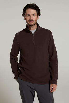 'Camber II' Men's Half Zip Fleece Top Antipill Breathable Casual Winter Sweater Brown