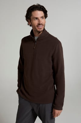 'Camber II' Men's Half Zip Fleece Top Antipill Breathable Casual Winter Sweater Brown