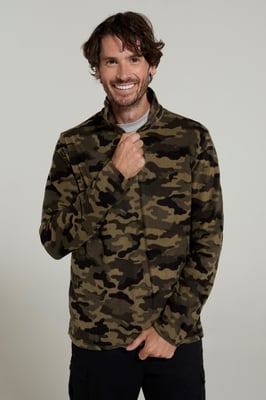 'Camber II' Men's Half Zip Fleece Top Antipill Breathable Casual Winter Sweater Camouflage