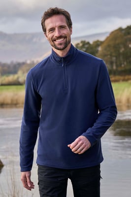 'Camber II' Men's Half Zip Fleece Top Antipill Breathable Casual Winter Sweater Navy