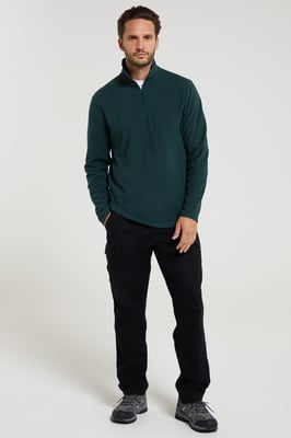 'Camber II' Men's Half Zip Fleece Top Antipill Breathable Casual Winter Sweater Dark Green