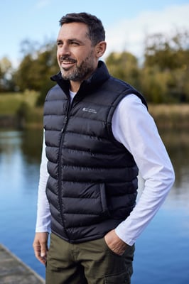 'Seasons' Men's Padded Gilet with Two Front Pockets Water Resistant Walking Jacket Black