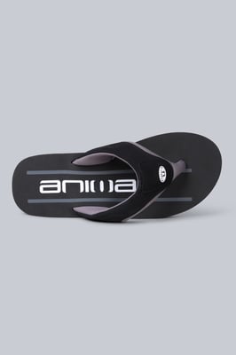 'Jekyl' Men's Flip Flops Lightweight Slip-on Sandals with Soft Padded Upper Straps Black