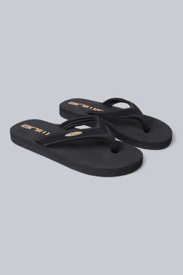 'Swish' Women's Flip Flops with Soft Padded Upper Straps Comfy Slip-on Beach Sandals Black
