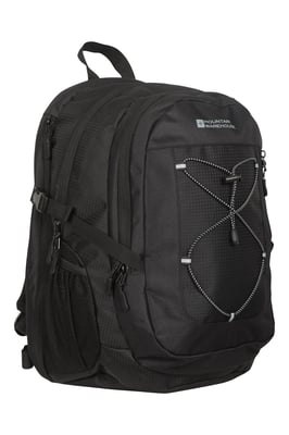 'Peregrine' Backpack with Pockets & Hip Belt Ripstop Fabric Hiking Gym Daypack Black