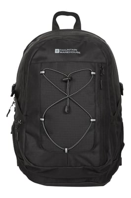 'Peregrine' Backpack with Pockets & Hip Belt Ripstop Fabric Hiking Gym Daypack Black