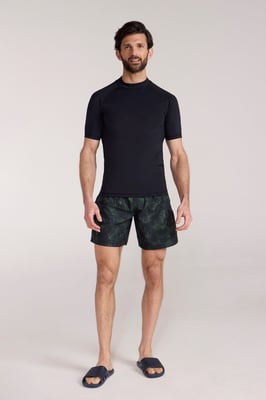 Men's UV Rash Vest Sun Protection Quick Drying Swimwear Stretchy Beach Surf Top Black